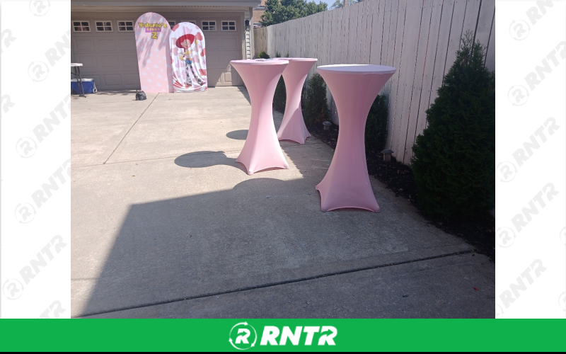 Generic Cocktail Tables Spandex - Pink – For rent in chicago, illinois – Fiesta Party Rental | RNTR.com – Image 1