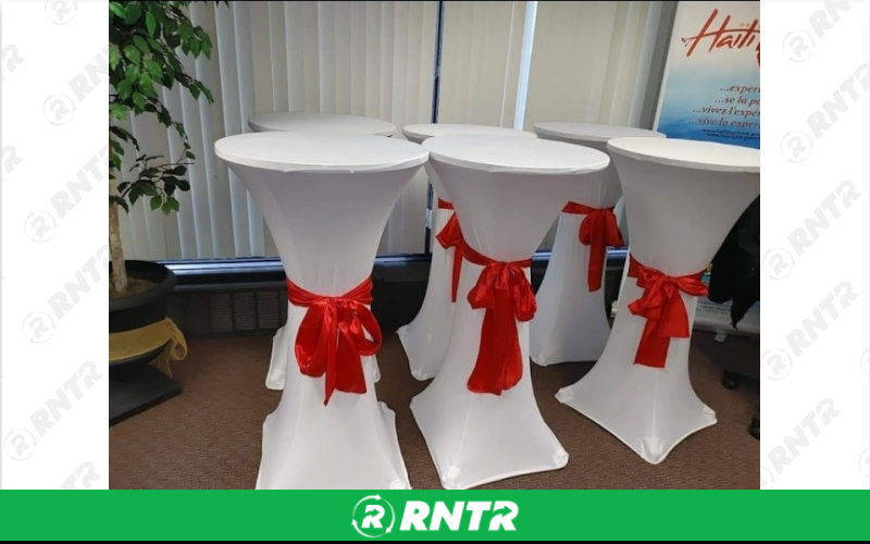 Generic Cocktail Tables Spandex - White – For rent in chicago, illinois – Fiesta Party Rental | RNTR.com – Image 1