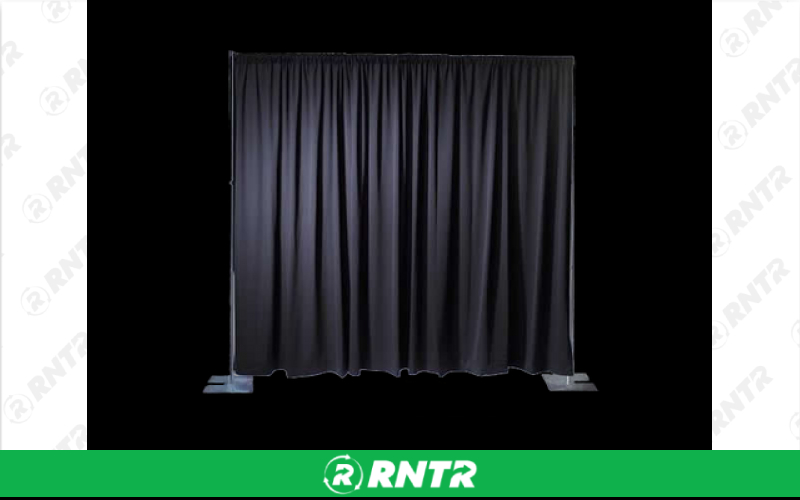 Generic Pipe and Drape - 8' H x 12' W Section - Black Drape – For rent in Hiram, Georgia – Unlimited Party Rental | RNTR.com – Image 1