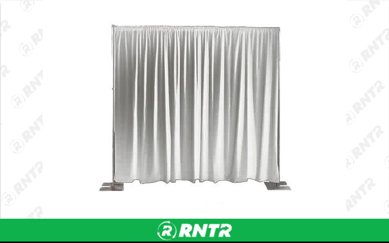 Generic Pipe and Drape - 8' H x 12' W Section - White Drape – For rent in Hiram, Georgia – Unlimited Party Rental | RNTR.com – Image 1