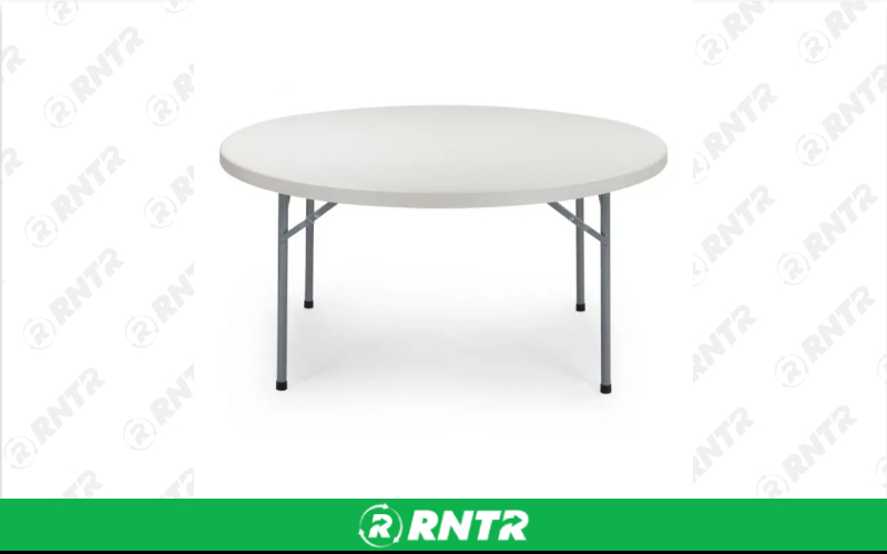 Generic 5’ round plastic table – For rent in portage, wisconsin – Capital City Equipment | RNTR.com – Image 1