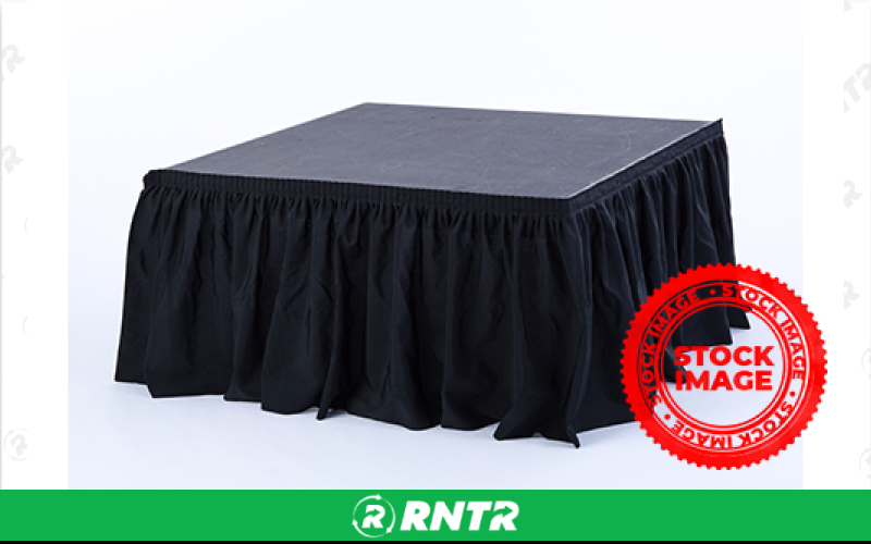 GEORGIA EXPO STAGE SKIRT - 12ft X 31in (BLACK – For rent in aurora, colorado – All Seasons Rent-All | RNTR.com – Image 1