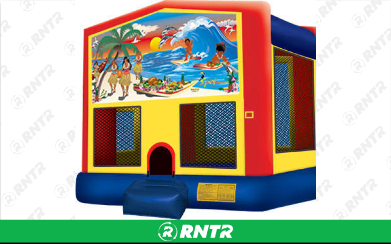 Generic Tropical Paradise Bounce House with internal basketball hoop (13 x 13) – For rent in vancouver, washington – Bounce-n-Battle | RNTR.com – Image 1
