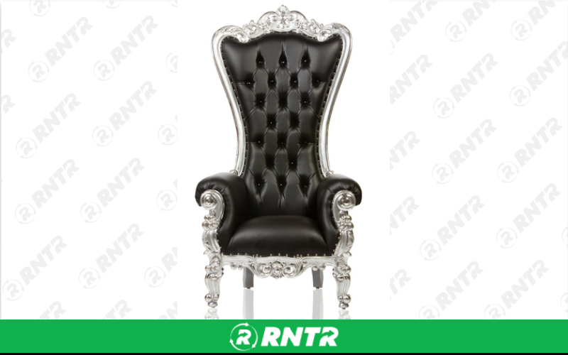 Generic Black and Silver Throne Chair – For rent in piedmont, south-carolina – Crimsontlc Tables Linen and Chairs | RNTR.com – Image 1