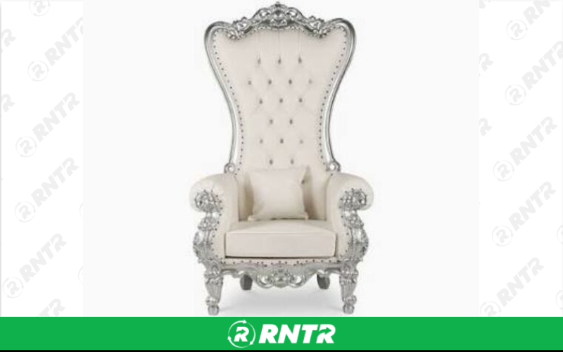 Generic White and Silver Throne Chair – For rent in piedmont, south-carolina – Crimsontlc Tables Linen and Chairs | RNTR.com – Image 1