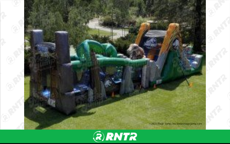 Generic 50' Jurassic World Obstacle Course & Giant Water Slide – For rent in ruckersville, virginia – SuperFun Attractions | RNTR.com – Image 1