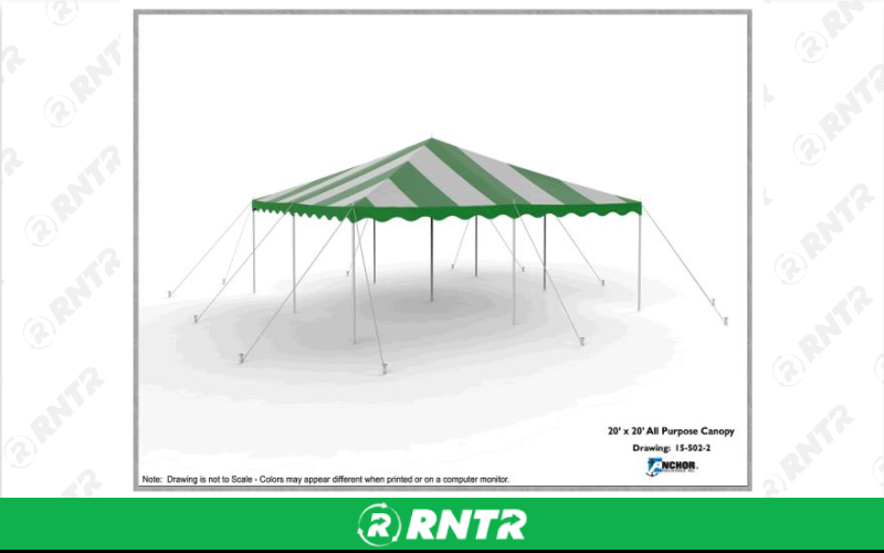 ANCHOR IND CANOPY -  20X20 STAKED GRN/WHT – For rent in maplewood, minnesota – Hejny Rental | RNTR.com – Image 1