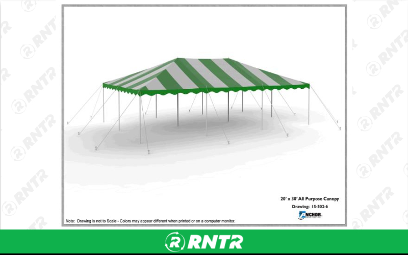 ANCHOR IND CANOPY -  20X30 STAKED GRN/WHT – For rent in maplewood, minnesota – Hejny Rental | RNTR.com – Image 1