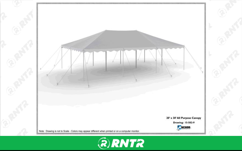 ANCHOR IND CANOPY -  20X30 STAKED WHITE – For rent in maplewood, minnesota – Hejny Rental | RNTR.com – Image 1