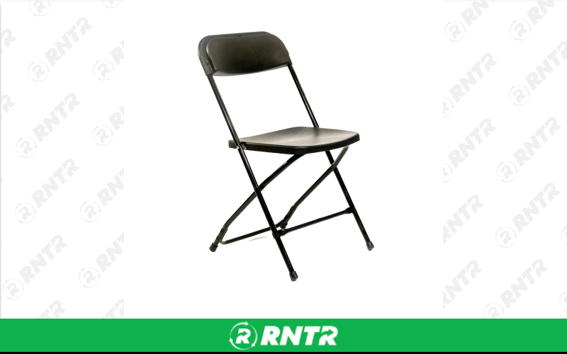 Generic Black on Black Plastic Folding Chair – For rent in Portland, Oregon – Peter Corvallis Productions | RNTR.com – Image 1