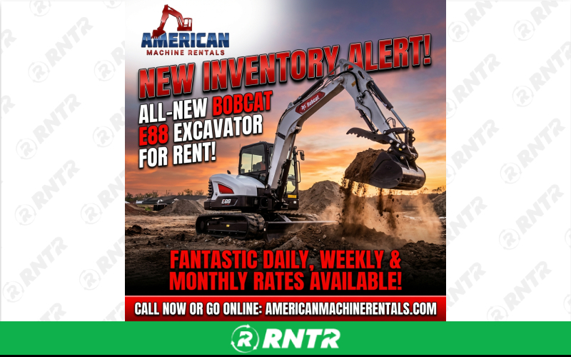Bobcat Bobcat E88 Excavator w/thumb – For rent in athens, texas – American Machine Rentals | RNTR.com – Image 1