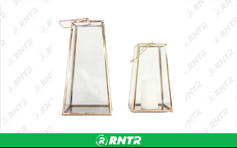 Generic Copper Tapered Glass Lantern - 17in - Z502 – For rent in Portland, Oregon – Peter Corvallis Productions | RNTR.com – Image 1