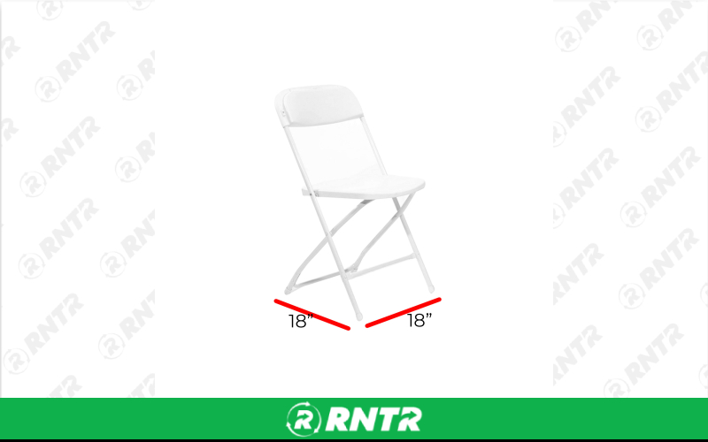 Generic Ivory on Chrome Plastic Folding Chair – For rent in Portland, Oregon – Peter Corvallis Productions | RNTR.com – Image 1