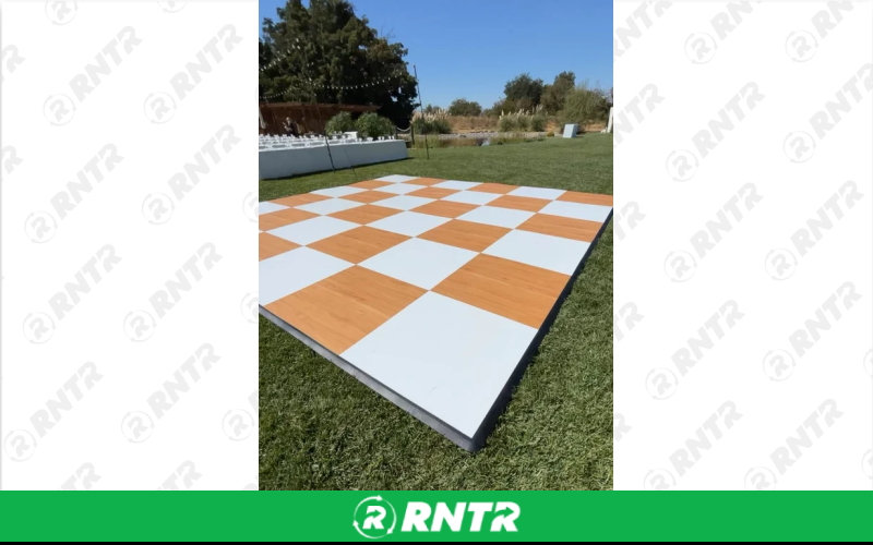 First Dance Maple and White Checkered Dance Floor - 3' x 3' Panel – For rent in rocklin, california – First Dance Dance Floors | RNTR.com – Image 1