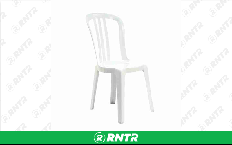 Generic White Bistro Stacking Chair – For rent in Portland, Oregon – Peter Corvallis Productions | RNTR.com – Image 1