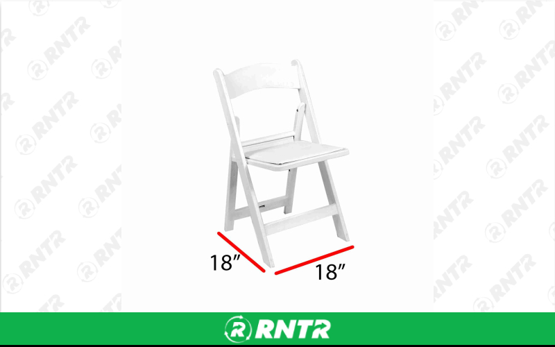 Generic White Resin Folding Chair with Padded Seat – For rent in Portland, Oregon – Peter Corvallis Productions | RNTR.com – Image 1